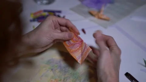 Making Origami Paper Birds Stock Footage
