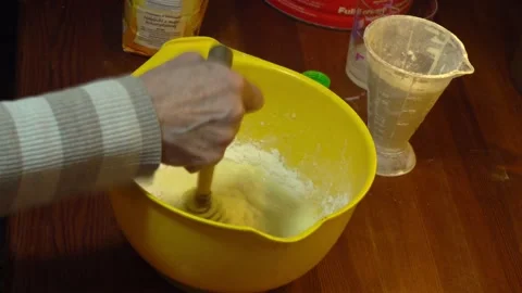 Making a pancake dough Stock Footage 168905040