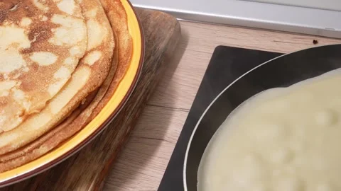 Making pancake. Stock Footage 256237245