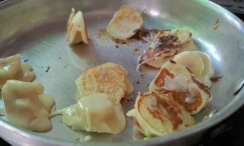 Making Pancake on Frying Pan Stock Footage 315409877