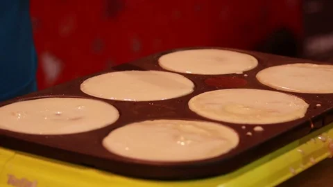 Making pancakes on electric griddle. Stock Footage 70804001