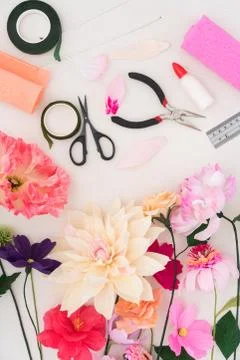 Making paper flowers Stock Photos