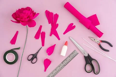 Making paper flowers Stock Photos