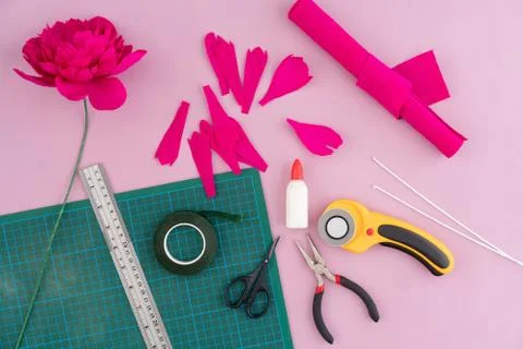 Making paper flowers Stock Photos