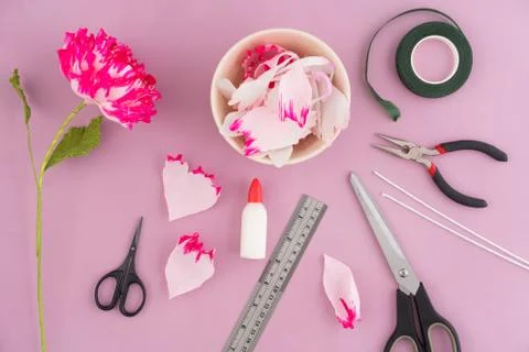 Making paper flowers Stock Photos