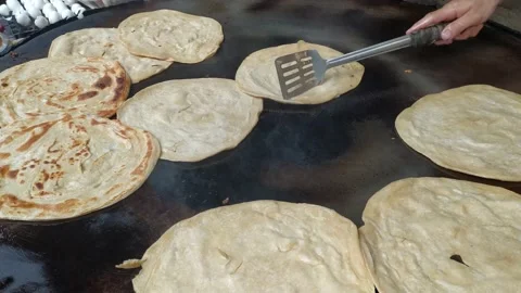 Making Paratha (Bread) Stock Footage 162449975