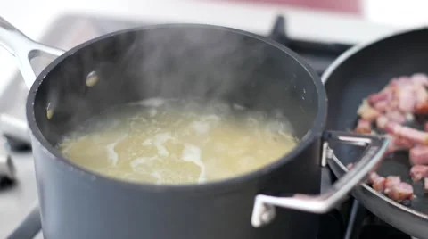 Making Pasta in boiling water 스톡 동영상 64090876