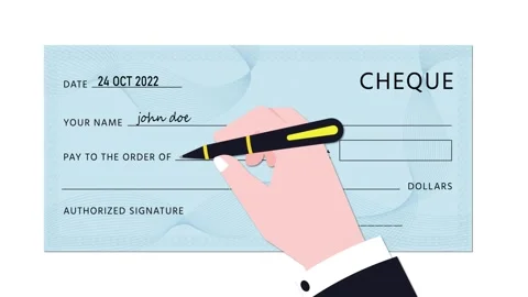 Making Payment with cheque book financial payments concept Animation	 Stock Footage 240861640