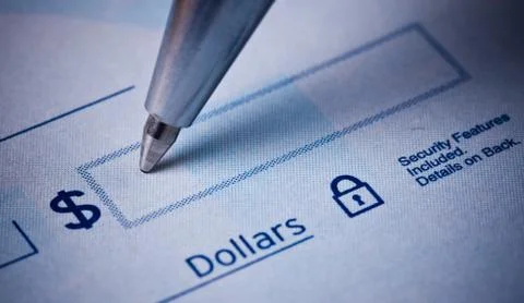 Making payments , writing the check Stock Photos