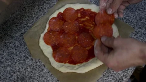 Making Pepperoni Pizza Stock Footage 135076035