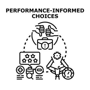 Making performance informed choices, evaluating business strategies Illustrazione stock