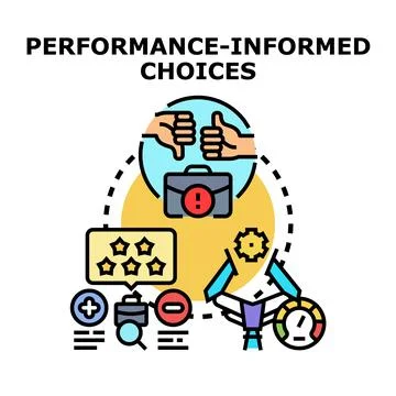 Making performance informed choices, evaluating business strategies Illustrazione stock