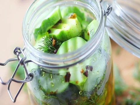 Making pickles with fresh dill Stock Footage 79228256