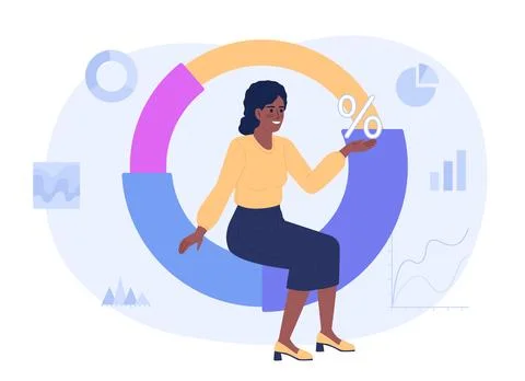Making pie chart for presentation flat concept vector spot illustration 스톡 일러스트