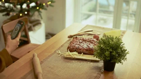 Making a pie. Festive dinner. Christmas treat. The cook prepares pastries Stock Footage 163290163