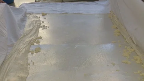 Making pies in a traditional way. Cheese pie. Stock Footage 90236653