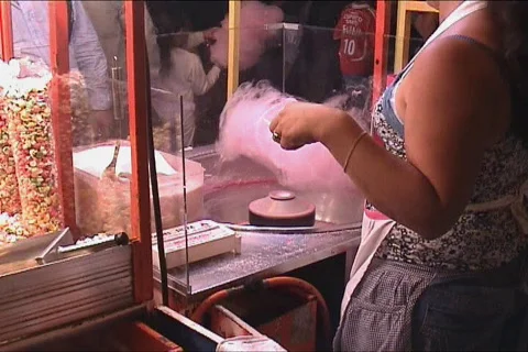 Making pink cotton candy Stock Footage 103873