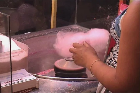 Making pink cotton candy Stock Footage 110524