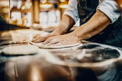 Making pizza close up Stock Photos