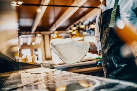 Making pizza close up Stock Photos