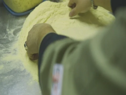 Making pizza dough with hands  4 Stock Footage 80858704