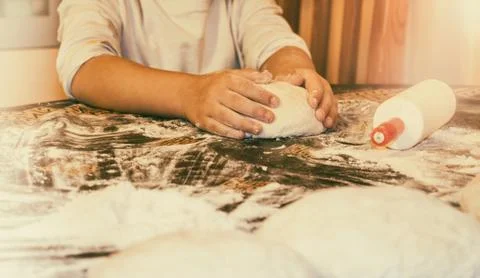 Making Pizza dough Stock Photos