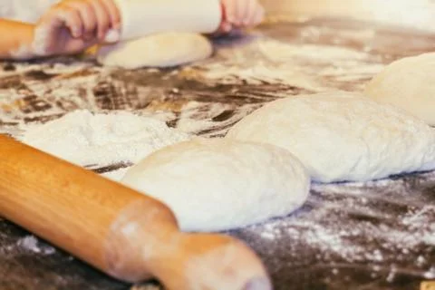 Making Pizza dough Stock Photos