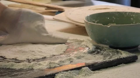 Making pizza dough on the stall Stock Footage 275280656