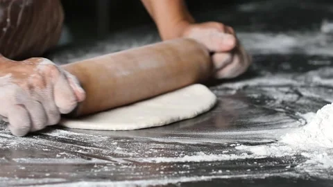 Making pizza the process ,Making dough by male hands,pizza prepare dough Stock Footage 149577515