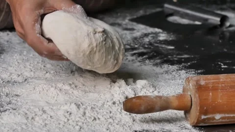 Making pizza the process ,Making dough by male hands,pizza prepare dough Stock Footage 149577863