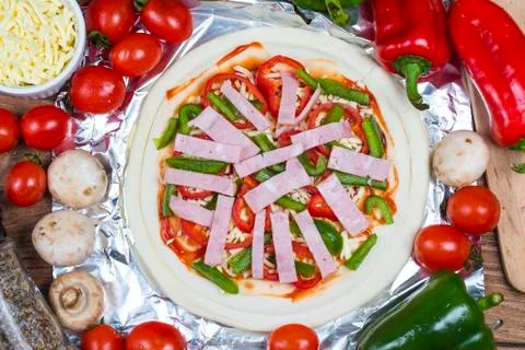 Making the pizza process Stock Photos