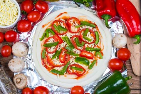 Making the pizza process Stock Photos