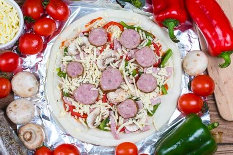 Making the pizza process Stock Photos