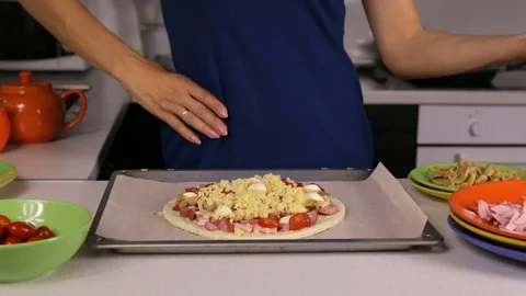 Making pizza recipe part 16 Stock Footage 79258871