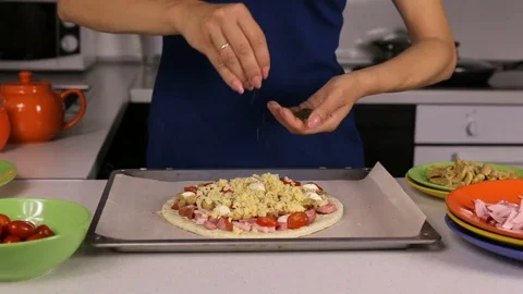 Making pizza recipe part 17 Stock Footage 79258924