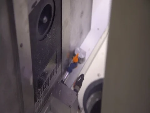 Making a plaster cast with the help of Carver-Robot Stock Footage 73432524