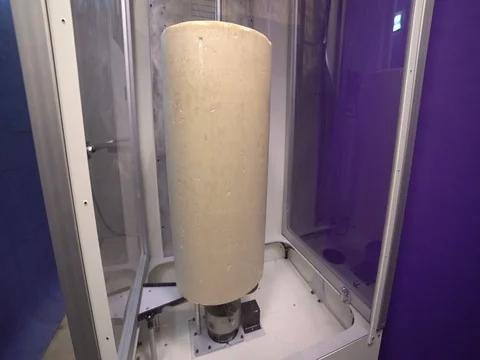 Making a plaster cast with the help of Carver-Robot Stock Footage 73432805