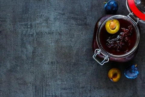 Making plum jam Stock Photos