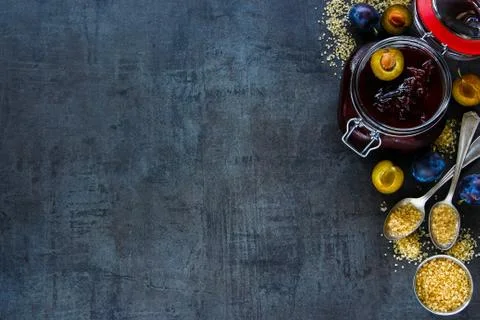 Making plum jam Stock Photos