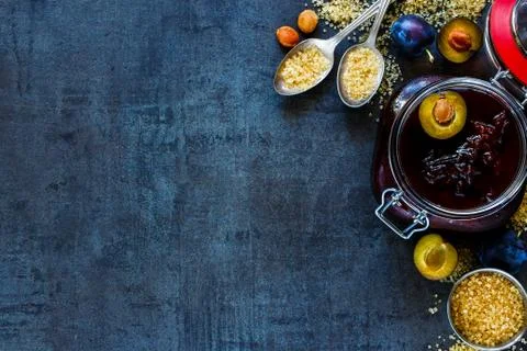 Making plum jam Stock Photos