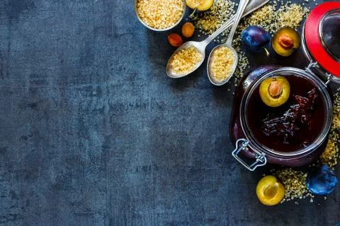 Making plum jam Stock Photos