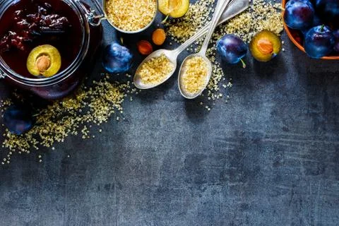 Making plum jam Stock Photos