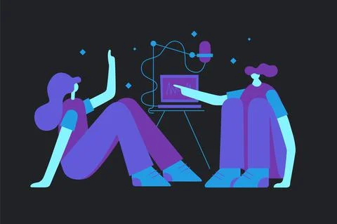 Making Podcast Flat Concept Illustration Stock Illustration