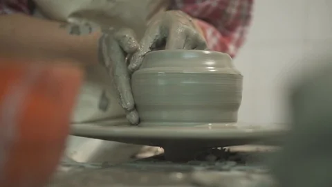 Making a pot with Ceramic Stock Footage 85630838