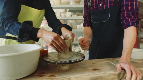 Making Pot of Raw Clay Stock Footage 169055326