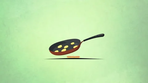 Making potato chips animation cutting potato frying and putting chips into bag Video stock 330728202