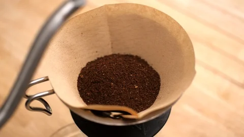 Making Pour Over Coffee - Brewing the Coffee Stock Footage