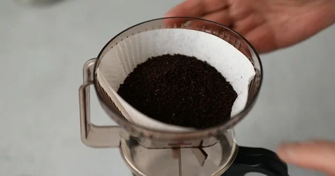Making pour over coffee with dripper Stock Footage 119423285