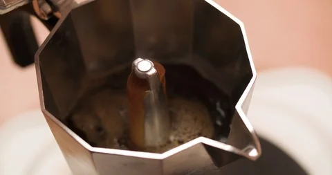 Making Preparing Coffee in Old retro coffee brewer Close up Stock Footage 98248621
