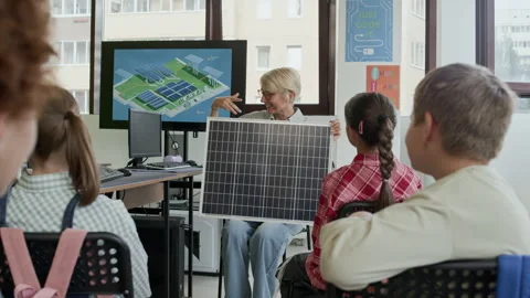 Making Presentation of Solar Panel as One of Alternative Sources of Energy Stock Footage 316482497